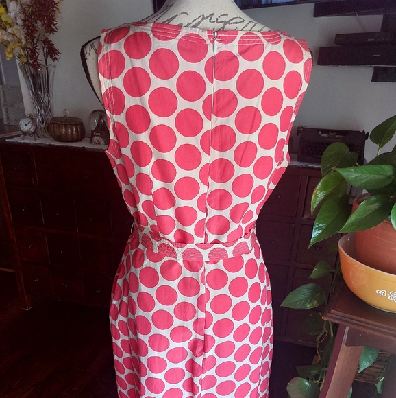 Banana Republic pink/ fushia Polka dot dress size 10 - Picture 6 of 11